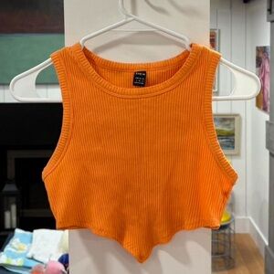 SHEIN Bright Orange Ribbed Crop Top